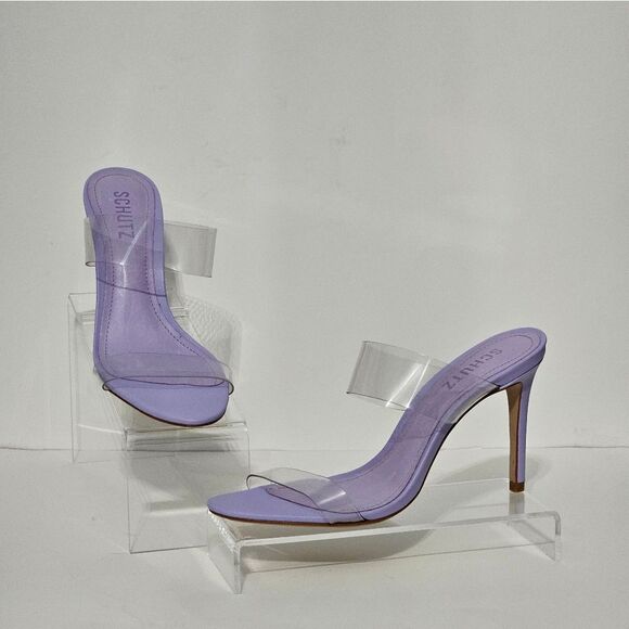 Schutz Ariella, Transparent Smokey Grape Heeled Sandals. NIB Size-6.5 - Picture 2 of 9
